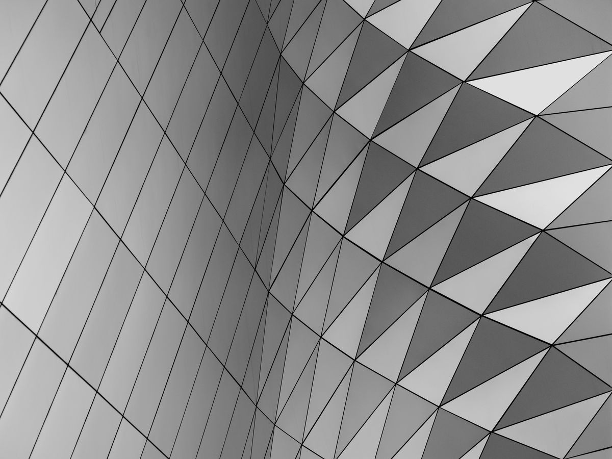 Geometric metal panels on a facade