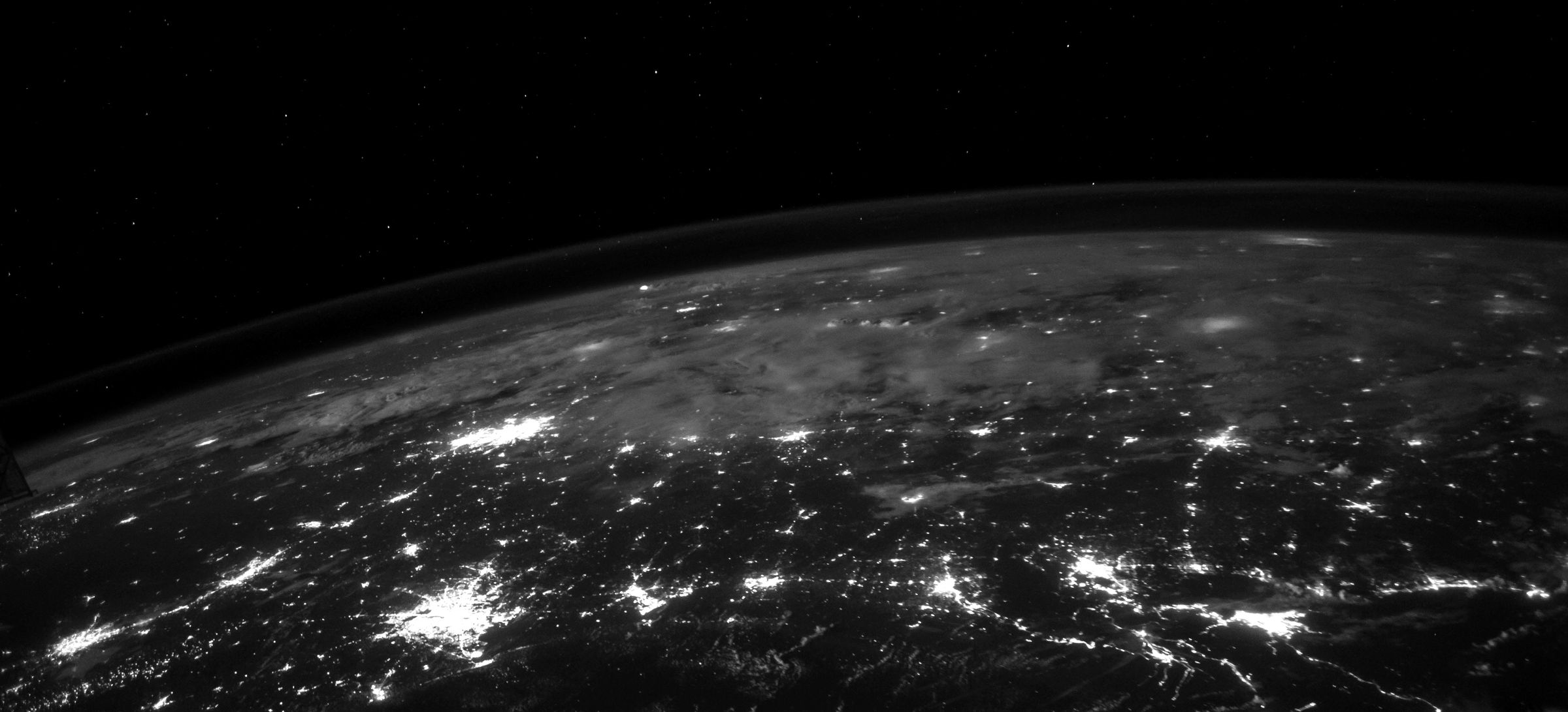 City lights seen from orbit at night